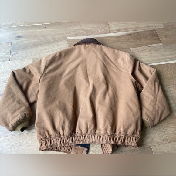 L.L. Bean Tan Bomber Jacket with Brown Collar - Picture 11 of 11